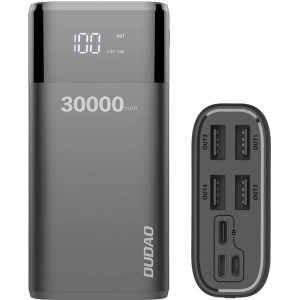Powerbank Dudao 4xUSB 30000mAh ekran LCD 3A czarny (K8Max black)