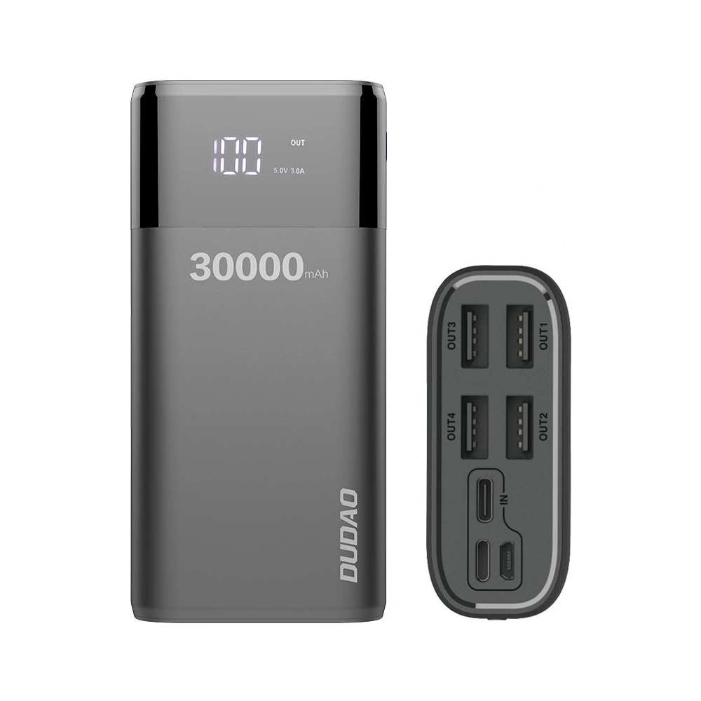 Powerbank Dudao 4xUSB 30000mAh ekran LCD 3A czarny (K8Max black)