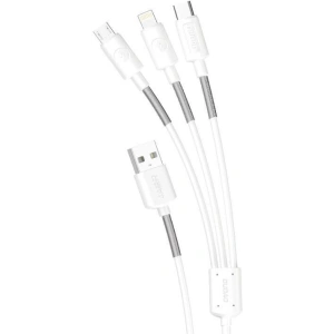 Kabel Dudao 3w1 USB - Lightning/USB-C/microUSB 1.2m 4A bílý (L8s)