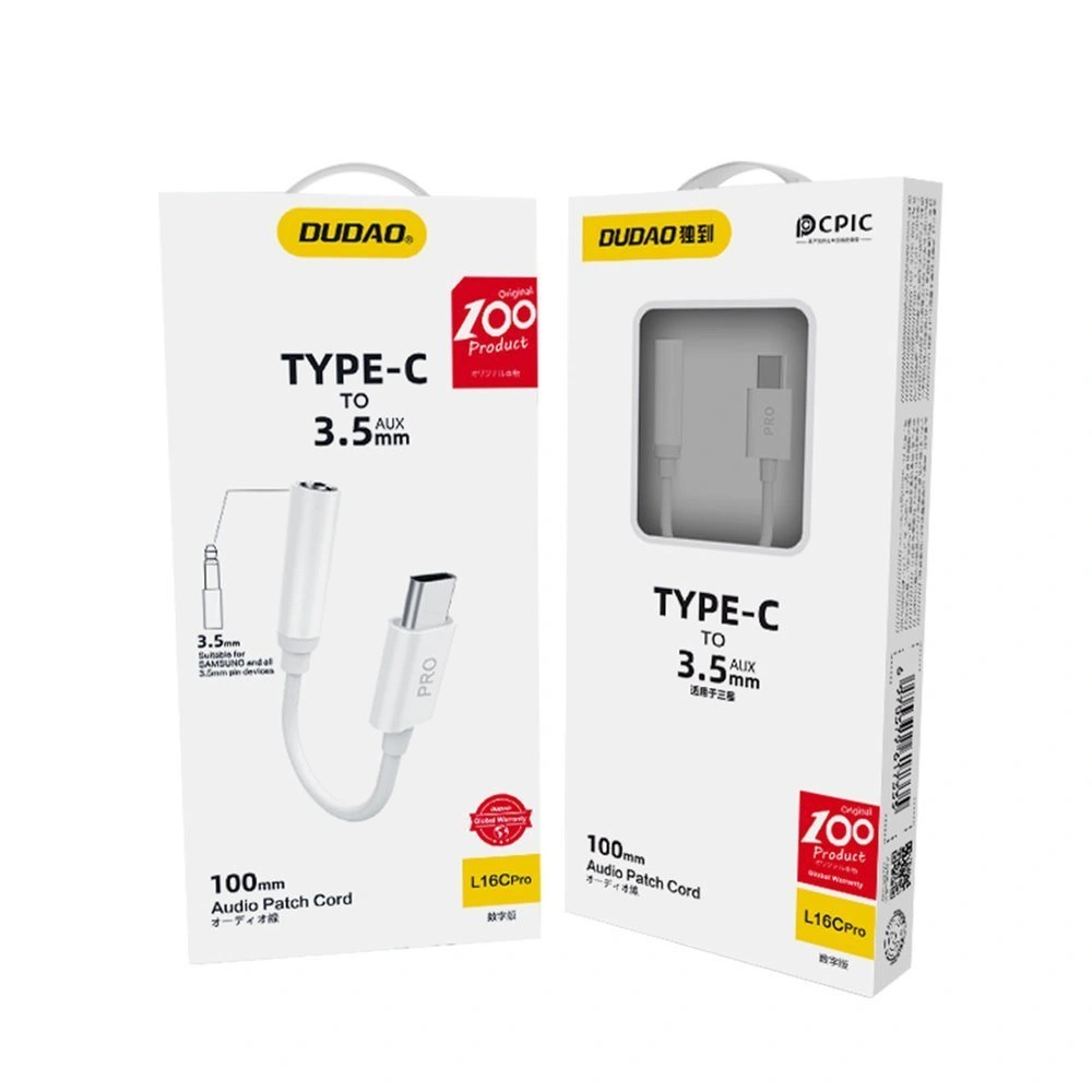 Adapter audio Dudao USB-C/mini jack 3,5mm biały (L16CPro)