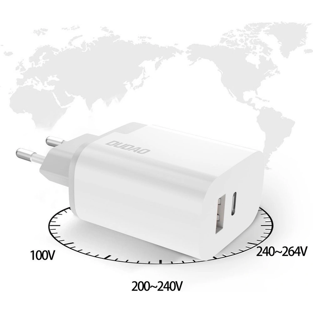 Ładowarka sieciowa Dudao USB/USB-C Power Delivery Quick Charge 3.0 3A 22,5W biały (A6xsEU white)