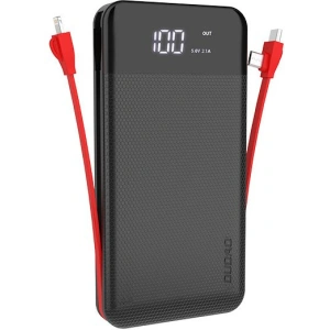 Powerbank Dudao 2xUSB 10000mAh 2A wbudowany kabel 3w1 Lightning/USB-C/microUSB 3A czarny (K1A)