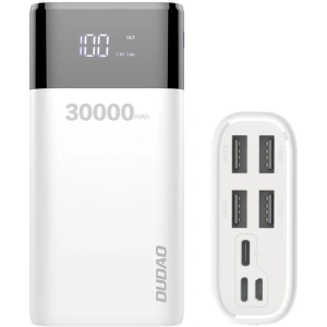 Powerbank Dudao 4xUSB 30000mAh ekran LCD 3A biały (K8Max white)
