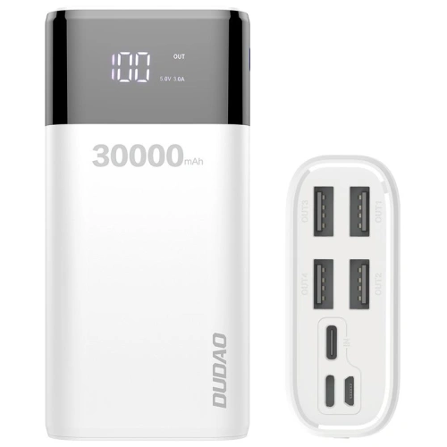 Kup Powerbank Dudao 4xUSB 30000mAh LCD kijelző 3A fehér (K8Max fehér) - DDA48 - {ean13} - Sklep Home Screen