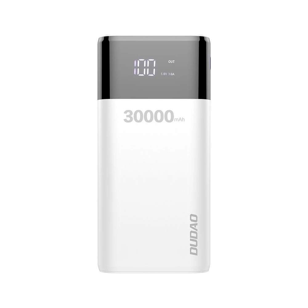 Powerbank Dudao 4xUSB 30000mAh ekran LCD 3A biały (K8Max white)