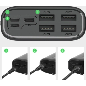Powerbank Dudao 4xUSB 30000mAh ekran LCD 3A biały (K8Max white)