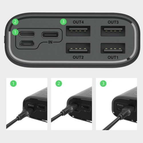 Kup Powerbank Dudao 4xUSB 30000mAh ekran LCD 3A biały (K8Max white) - DDA48 - {ean13} - Sklep Home Screen