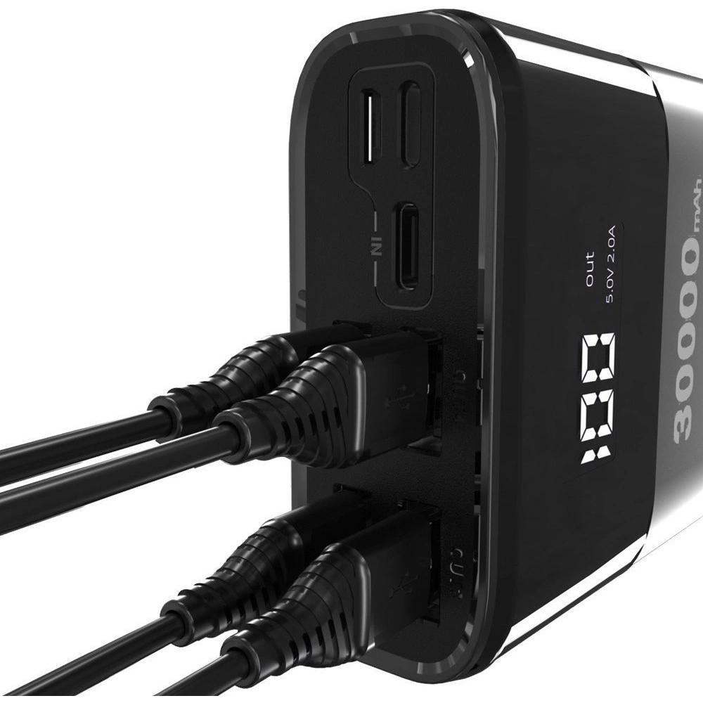 Powerbank Dudao 4xUSB 30000mAh ekran LCD 3A biały (K8Max white)