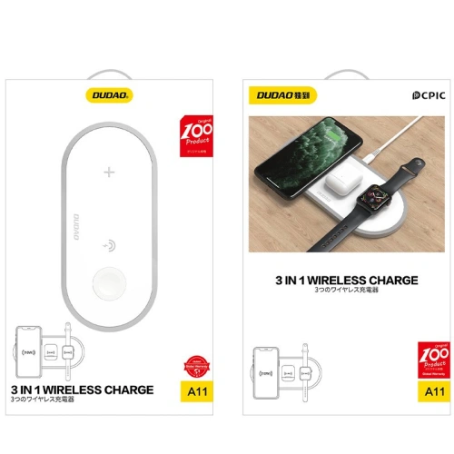 Buy Dudao 3in1 Qi Wireless Charger for Phone / AirPods / Apple Watch 38mm white (A11 white) - DDA49 - {ean13} - Home Screen Store Europe