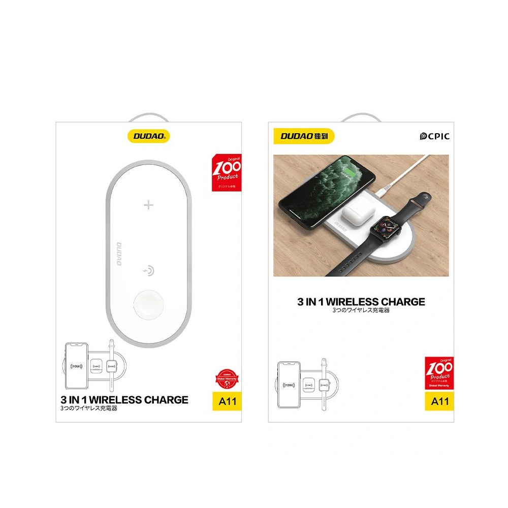 Ładowarka bezprzewodowa Dudao 3w1 Qi do telefonu/słuchawekAirPods/Apple Watch 38mm biały (A11)