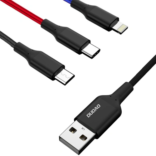 Kup Cablul Dudao 3w1 USB - Lightning/USB-C/microUSB 5A 38cm negru (L10pro) - DDA52 - {ean13} - Sklep Home Screen