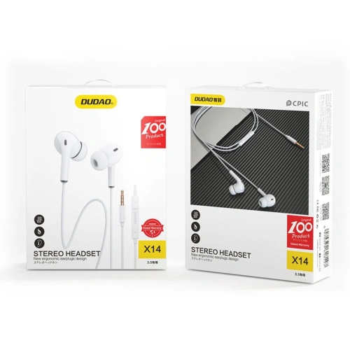 Kup Fülhallgató Dudao távirányítóval és 3,5 mm-es mini jack mikrofonnal fehér (X14 white) - DDA53 - {ean13} - Sklep Home Screen