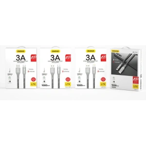 Dudao cable USB - micro USB cable 1 m 3 A with LED gray (L7xM Micro)