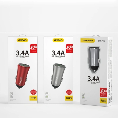 Kup Încărcător auto Dudao 3,4A 2xUSB argintiu (R6S) - DDA64 - {ean13} - Sklep Home Screen