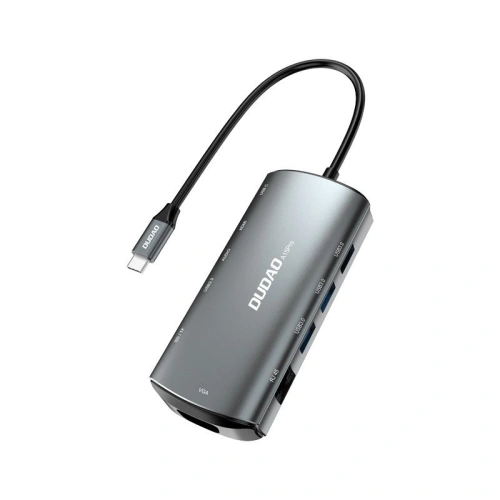 Kup Hub Dudao 11w1 USB-C - USB-C PD 60 W/HDMI/3,5 mm Mini-Klinke/USB 2.0/Kartenleser/VGA/RJ45/3x USB 3.2 Gen 1 grau (A15Pro) - DDA66 - {ean13} - Sklep Home Screen