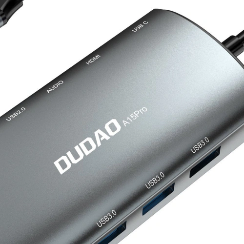 Kup Hub Dudao 11w1 USB-C - USB-C PD 60 W/HDMI/3,5 mm Mini-Klinke/USB 2.0/Kartenleser/VGA/RJ45/3x USB 3.2 Gen 1 grau (A15Pro) - DDA66 - {ean13} - Sklep Home Screen