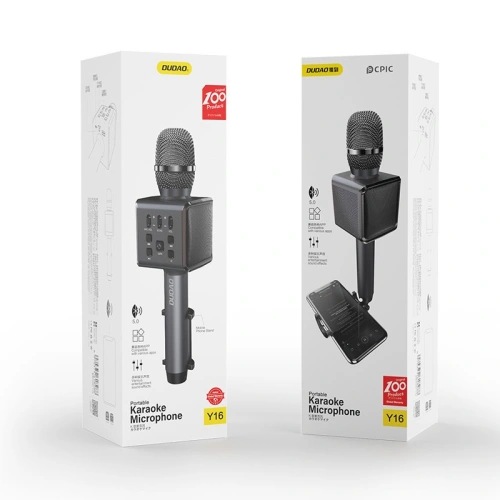 Kup Vezeték nélküli karaoke mikrofon Dudao Bluetooth hangszóró telefon tartó fekete (Y16) - DDA67 - {ean13} - Sklep Home Screen