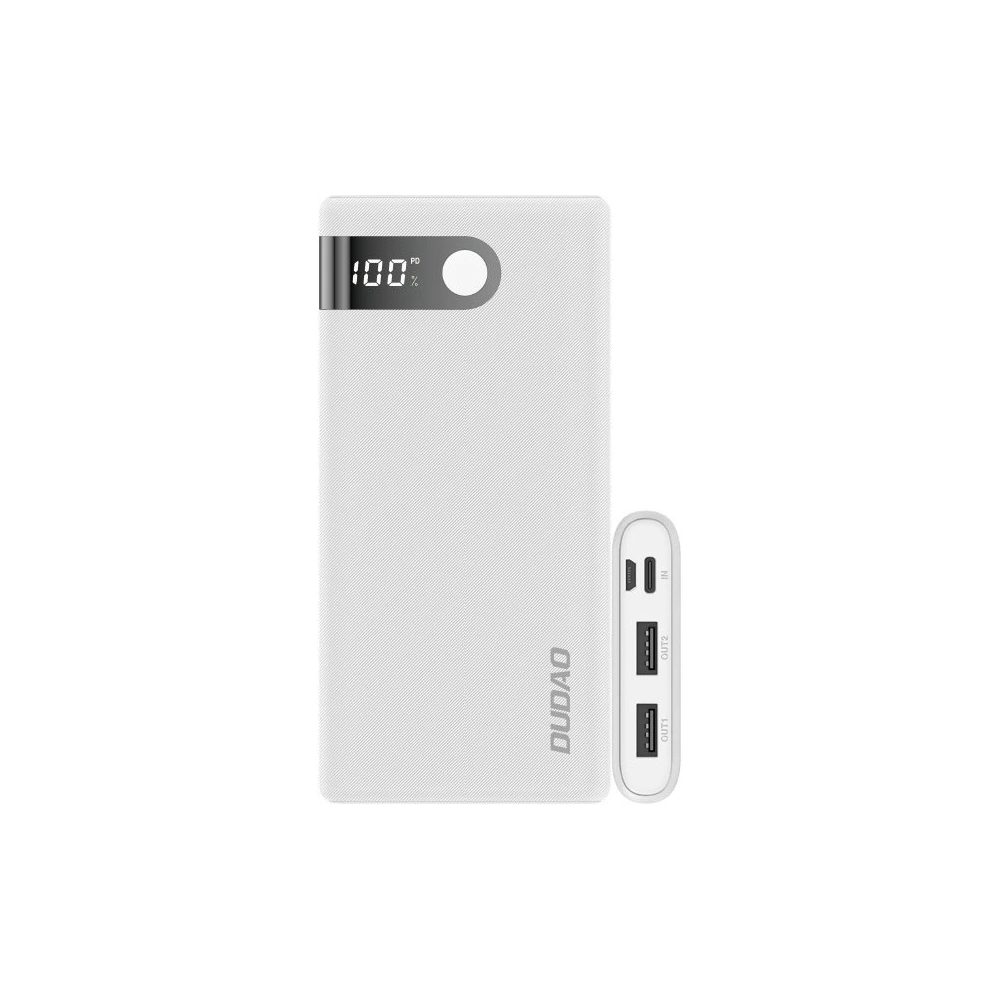 Powerbank Dudao 10000mAh 2xUSB/USB-C/microUSB 2A ekran LED biały (K9Pro-01)