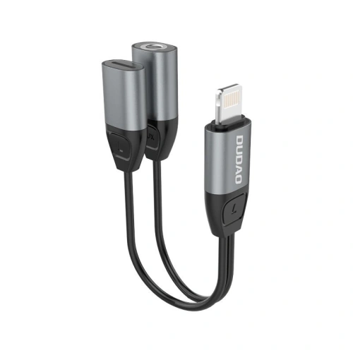Kup Adaptor audio Dudao Lightning - Lightning/3,5mm mini jack gri (L17i) - DDA77 - {ean13} - Sklep Home Screen