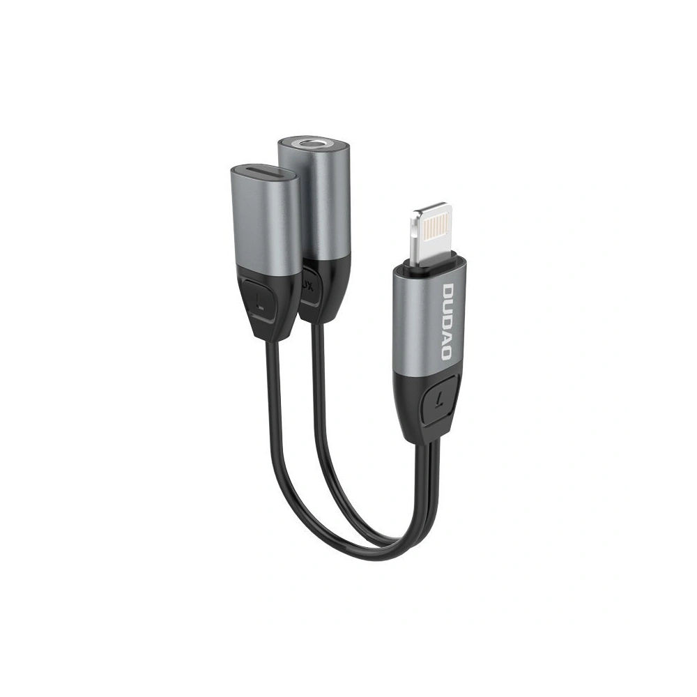 Adapter audio Dudao Lightning - Lightning/3,5mm mini jack szary (L17i)