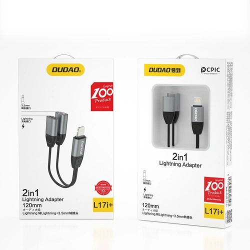 Kup Adaptor audio Dudao Lightning - Lightning/3,5mm mini jack gri (L17i) - DDA77 - {ean13} - Sklep Home Screen