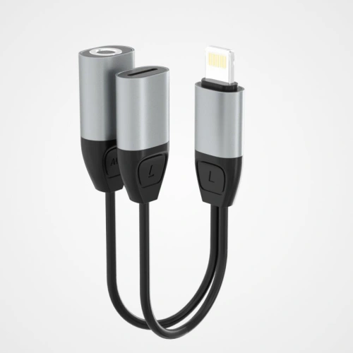 Kup Adaptor audio Dudao Lightning - Lightning/3,5mm mini jack gri (L17i) - DDA77 - {ean13} - Sklep Home Screen