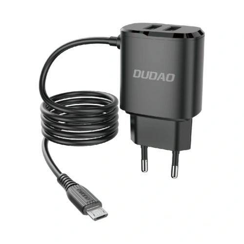 Kup Încărcător de rețea Dudao 2xUSB cu cablu microUSB încorporat 12W negru (A2ProM) - DDA85 - {ean13} - Sklep Home Screen