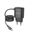 Încărcător de rețea Dudao 2xUSB cu cablu microUSB încorporat 12W negru (A2ProM)