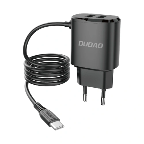 Kup Încărcător de rețea Dudao 2x USB cu cablu USB-C încorporat 12 W negru (A2ProT) - DDA86 - {ean13} - Sklep Home Screen
