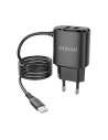 Încărcător de rețea Dudao 2x USB cu cablu USB-C încorporat 12 W negru (A2ProT)