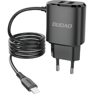 Kup Încărcător de rețea Dudao 2x USB cu cablu Lightning încorporat 12W negru (A2ProL) - DDA87 - {ean13} - Sklep Home Screen