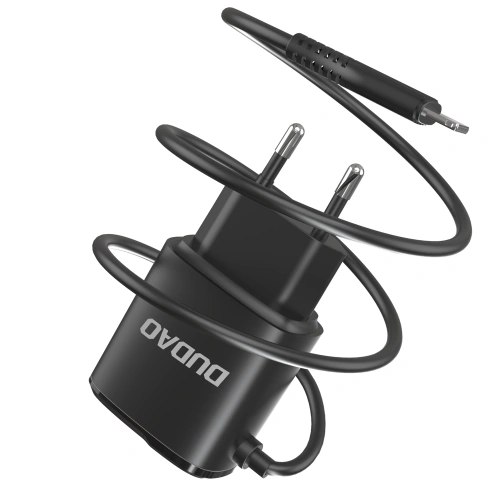 Kup Încărcător de rețea Dudao 2x USB cu cablu Lightning încorporat 12W negru (A2ProL) - DDA87 - {ean13} - Sklep Home Screen