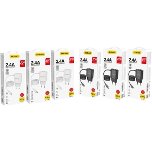 Kup Încărcător de rețea Dudao 2x USB cu cablu Lightning încorporat 12W negru (A2ProL) - DDA87 - {ean13} - Sklep Home Screen