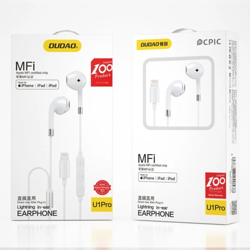 Buy Dudao Wired In-Ear Lightning MFI Headphones (Made For iPhone Certification) White (U1PRO) - DDA89 - {ean13} - Home Screen Store Europe
