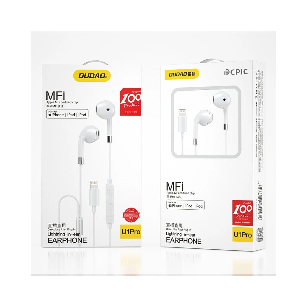 Słuchawki Dudao Lightning MFI biały (U1PRO)