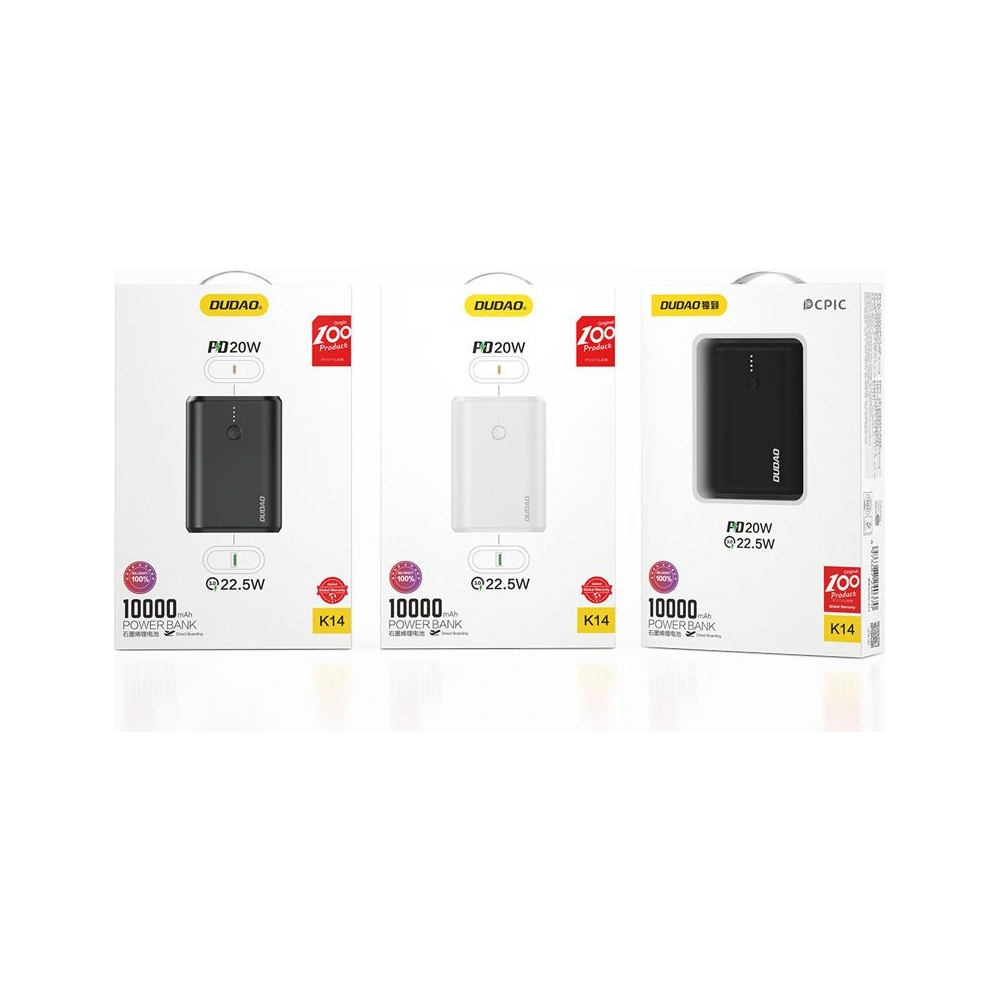 Powerbank Dudao 10000mAh Power Delivery Quick Charge 3.0 22,5 W czarny (K14)