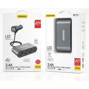 Kup Încărcător auto Dudao 2xUSB/3x distribuitor priză brichete negru (R1Pro) - DDA95 - {ean13} - Sklep Home Screen
