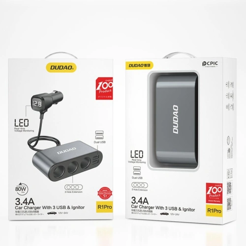 Kup Încărcător auto Dudao 2xUSB/3x distribuitor priză brichete negru (R1Pro) - DDA95 - {ean13} - Sklep Home Screen