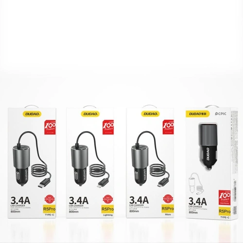 Kup Auto-Ladegerät Dudao USB mit integriertem Lightning-Kabel 3,4 A schwarz (R5Pro L) - DDA96 - {ean13} - Sklep Home Screen