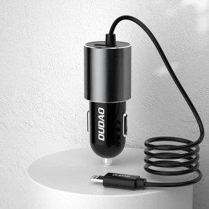 Auto nabíječka Dudao USB s vestavěným microUSB kabelem 3,4A černá (R5Pro M)
