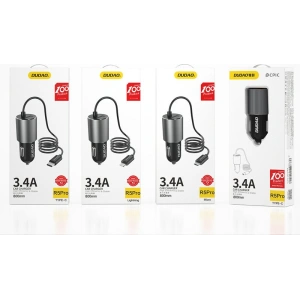 Auto nabíječka Dudao USB s vestavěným microUSB kabelem 3,4A černá (R5Pro M)