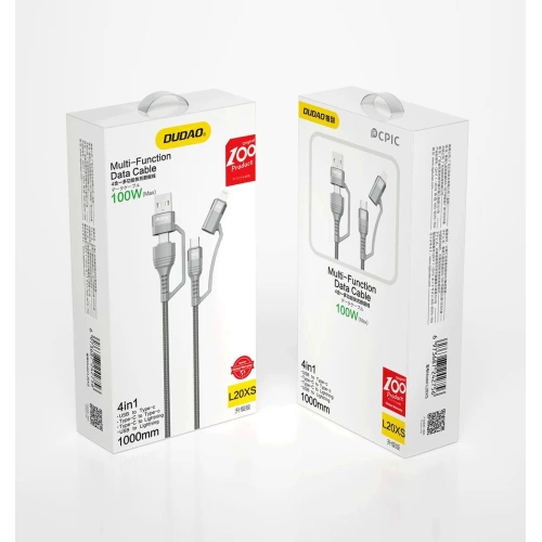 Kup Cablul Dudao 4w1 USB-C PD/USB - USB-C/Lightning 1m gri (L20XS) - DDA99 - {ean13} - Sklep Home Screen