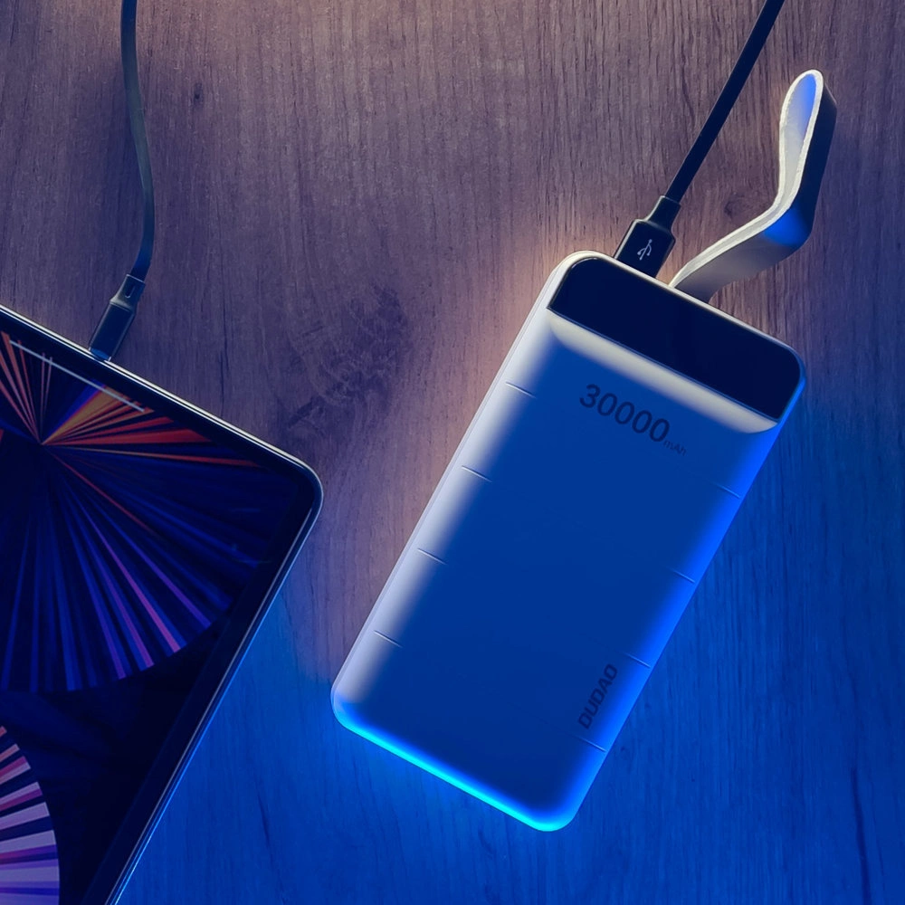 Powerbank Dudao 30000mAh 3xUSB lampka LED biały (K8s+)