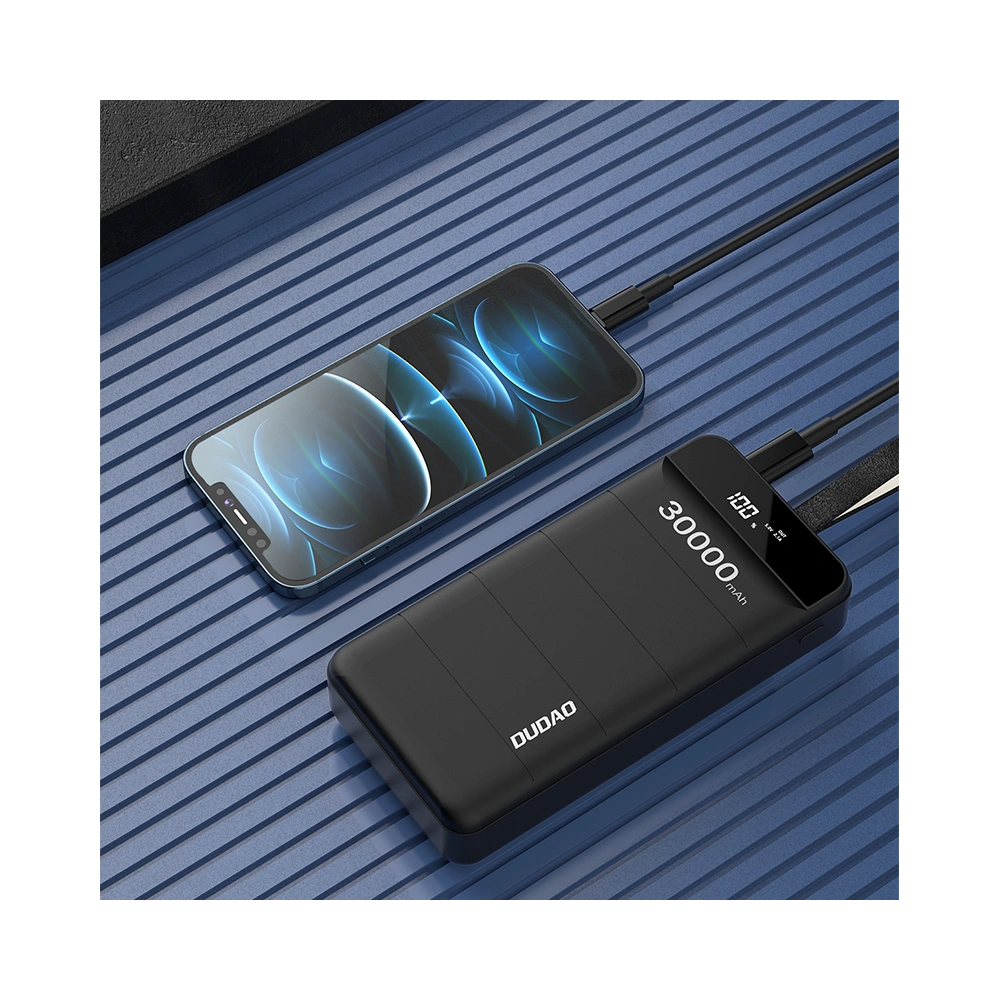 Powerbank Dudao 30000mAh 3xUSB lampka LED biały (K8s+)