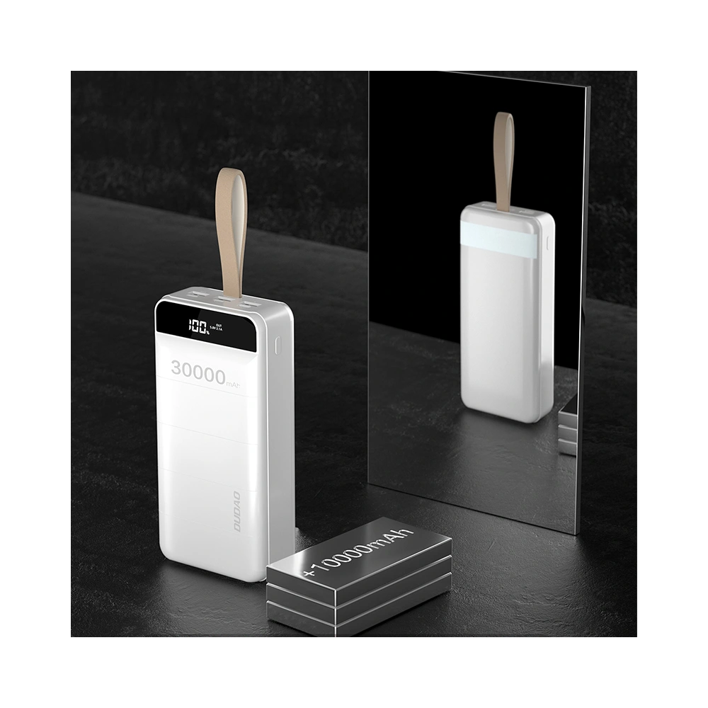 Powerbank Dudao 30000mAh 3xUSB lampka LED biały (K8s+)