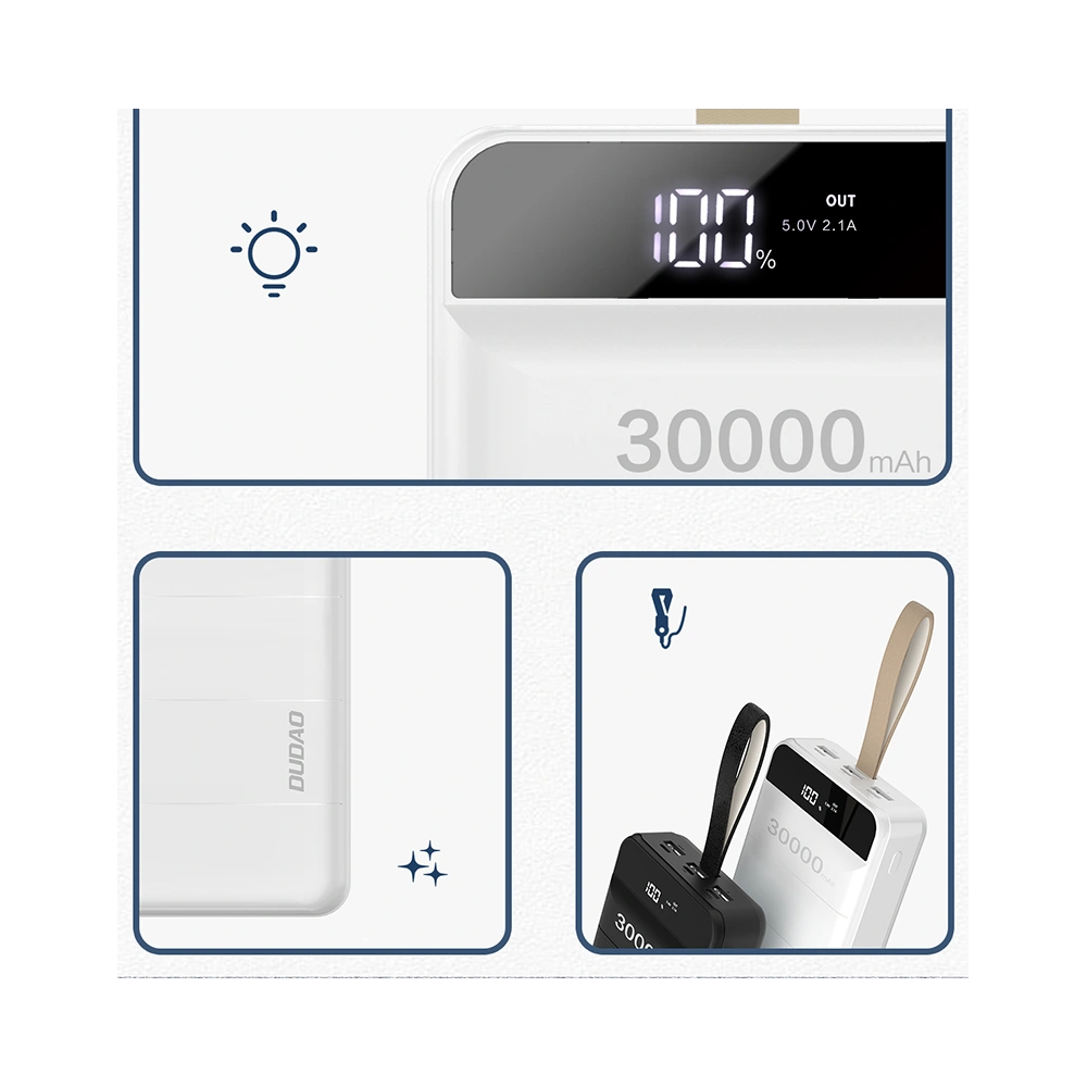 Powerbank Dudao 30000mAh 3xUSB lampka LED czarny (K8s+)
