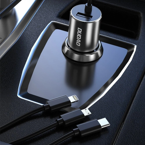 Kup Auto nabíječka Dudao 3w1 USB 3,4 A s vestavěným kabelem Lightning/USB-C/microUSB černá (R5ProN) - DDA111 - {ean13} - Sklep Home Screen