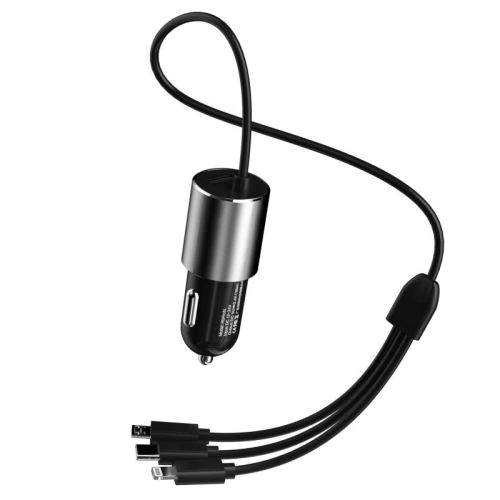 Kup Auto nabíječka Dudao 3w1 USB 3,4 A s vestavěným kabelem Lightning/USB-C/microUSB černá (R5ProN) - DDA111 - {ean13} - Sklep Home Screen