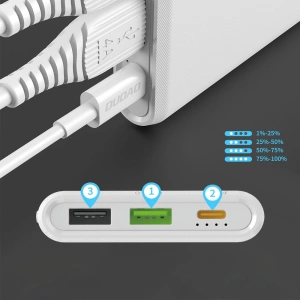 Powerbank Dudao 10000mAh 18W Quick Charge Power Delivery 2xUSB/USB-C biały (K12PQ)
