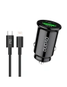 Încărcător auto Dudao cu porturi USB QC3.0 + USB-C PD negru + cablu USB-C - Lightning 18W negru (R3PRO)